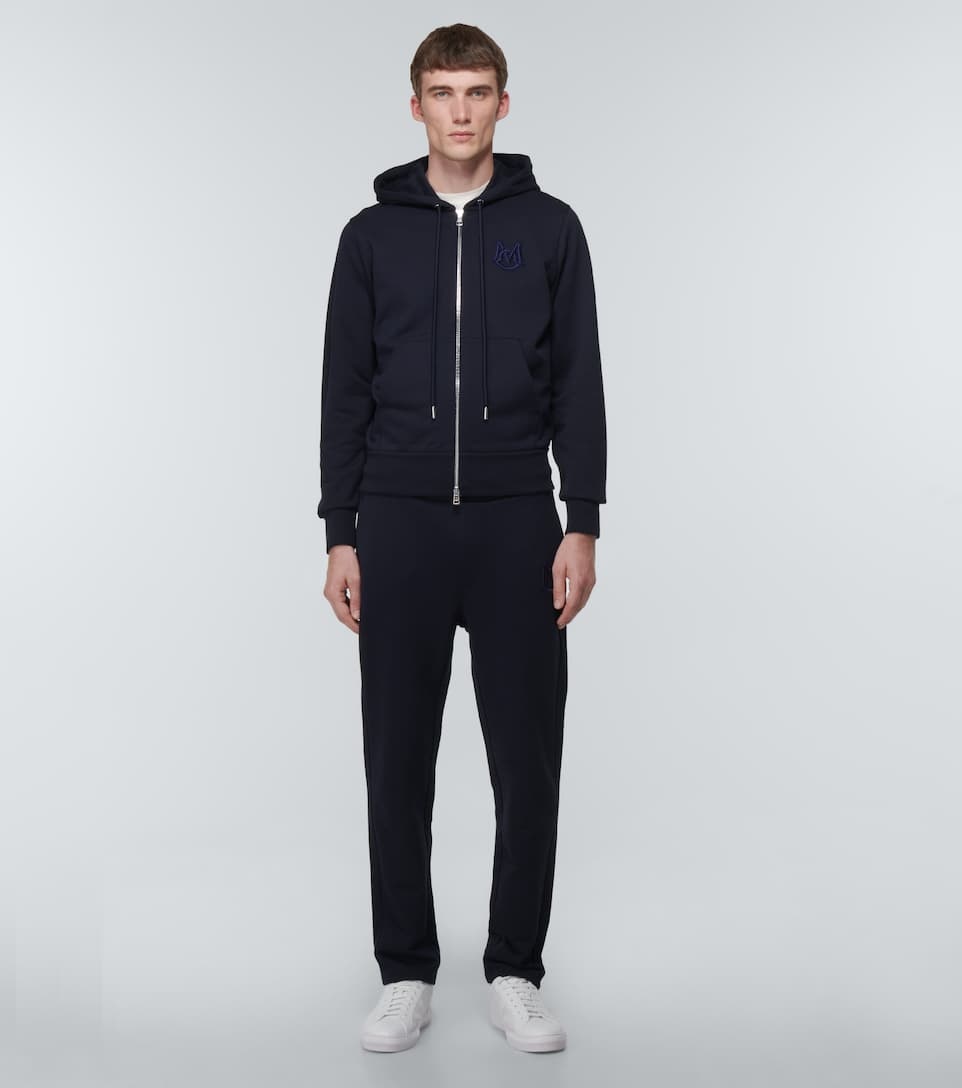 Moncler Monogram Zip-up Hoodie in Black for Men