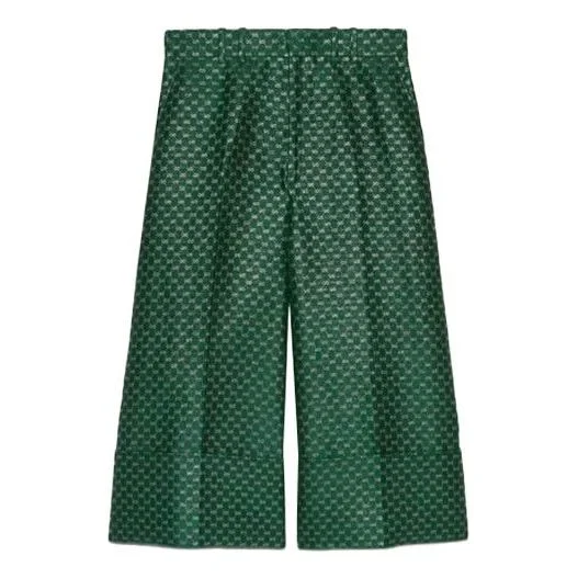 (WMNS) Gucci Mini GG Lurex Flared Trousers 'Green' 652118-ZAGLX-3091 - 1