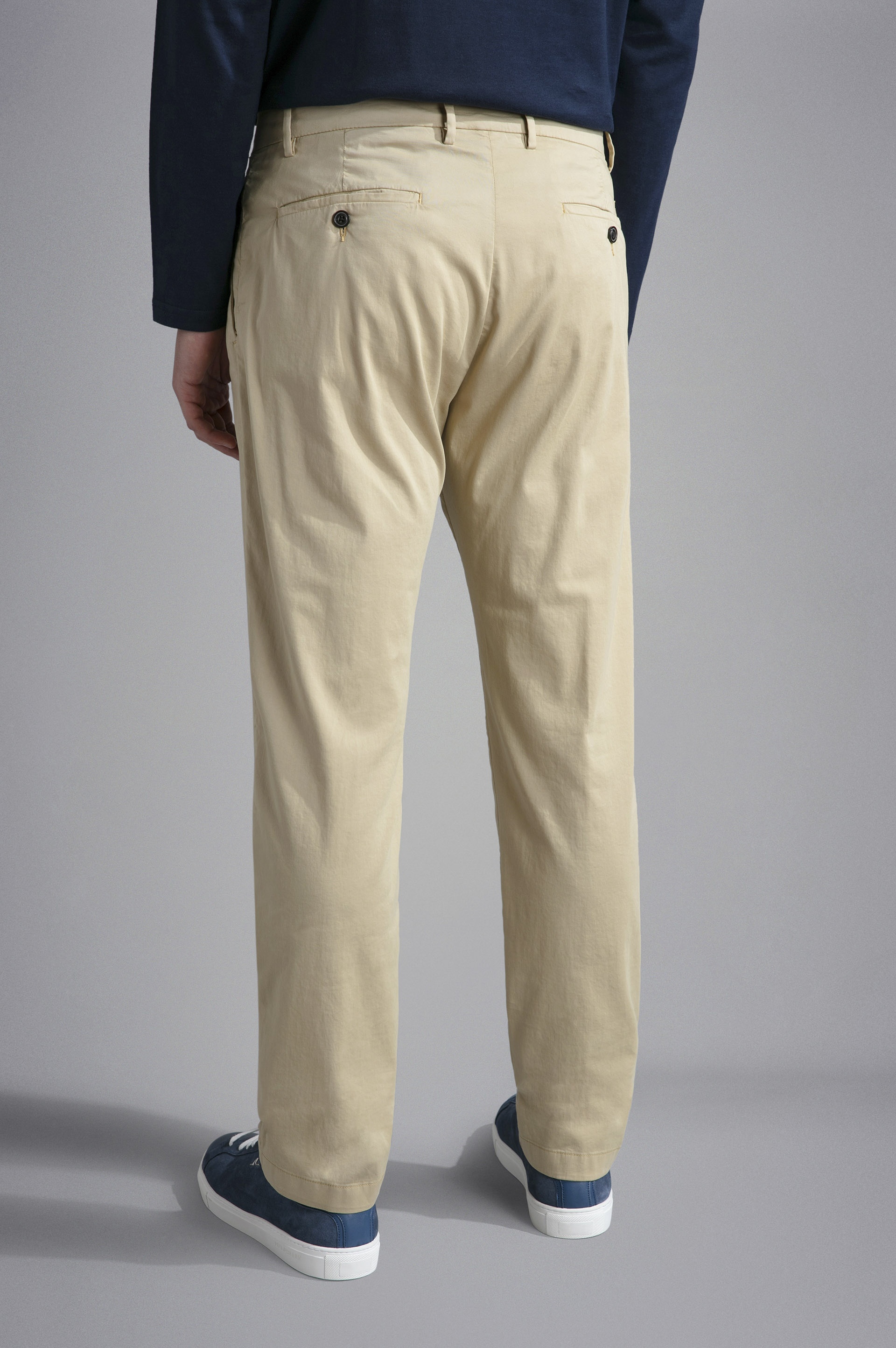 SILK AND STRETCH COTTON CHINO TROUSERS - 3