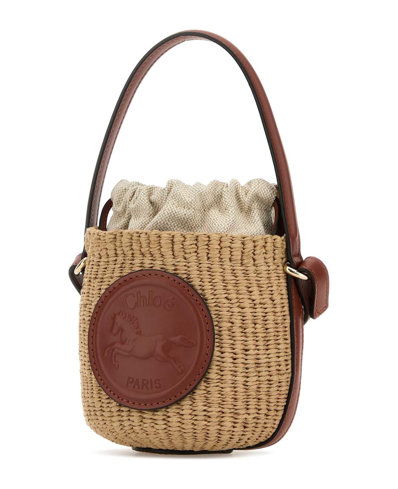 Raffia Horse Medal Bucket Bag - 2