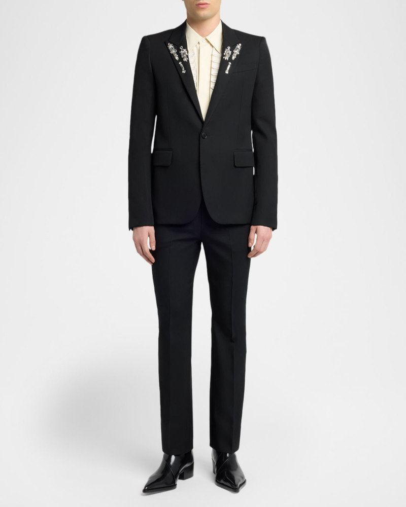 Alexander McQueen Men's Crystal-Embellished Peak Lapel Sport Coat outlook