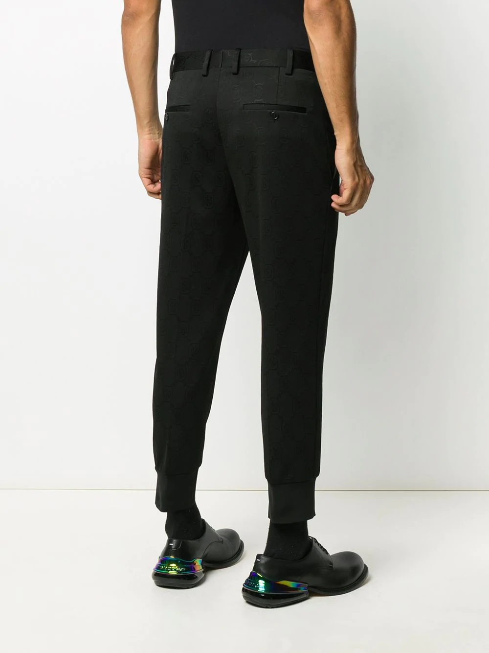 logo-jacquard tapered trousers - 3