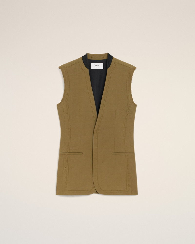 GREEN WOOL SLEEVELESS JACKET 1