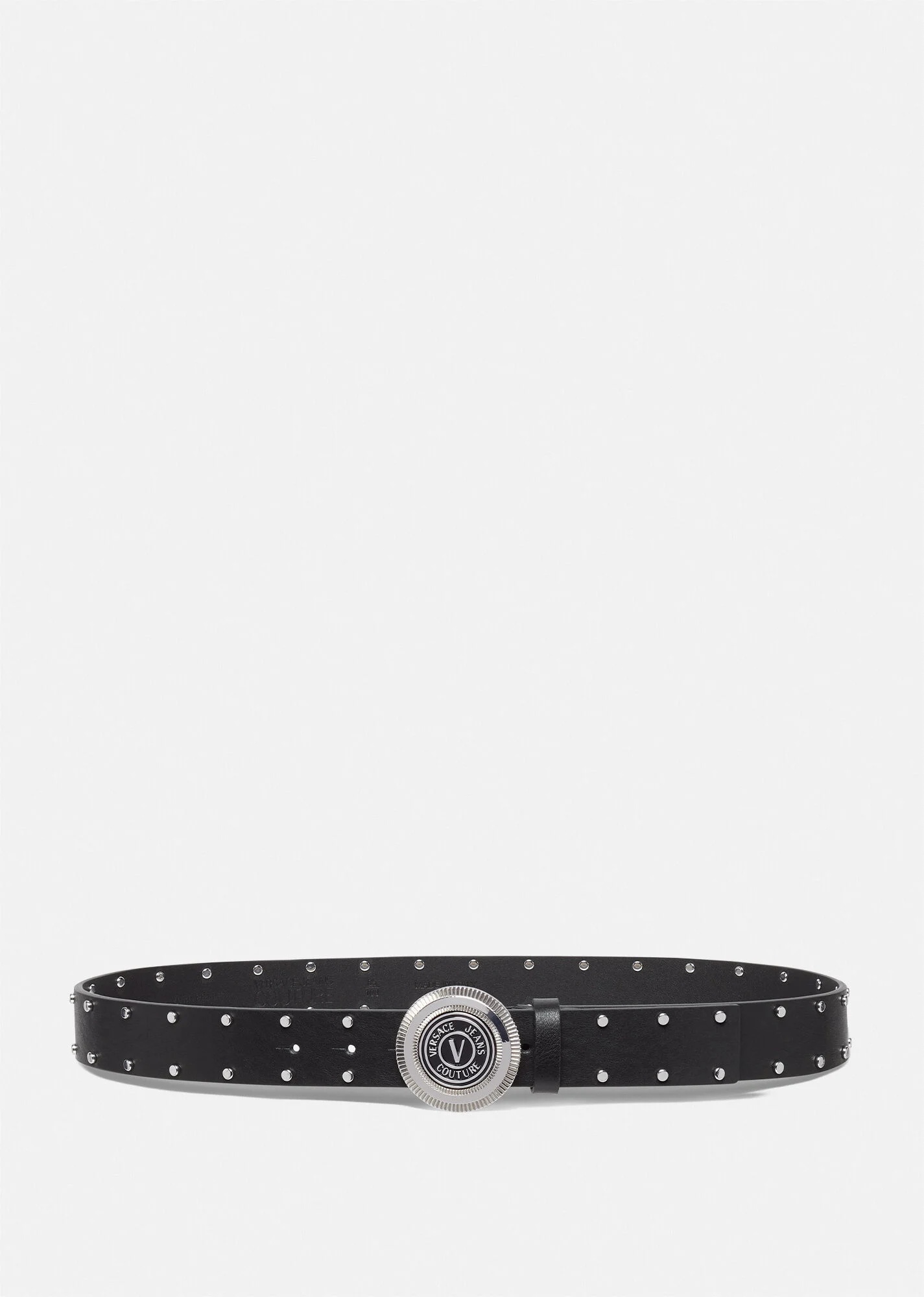 V-Emblem Round Studded Buckle Belt - 1