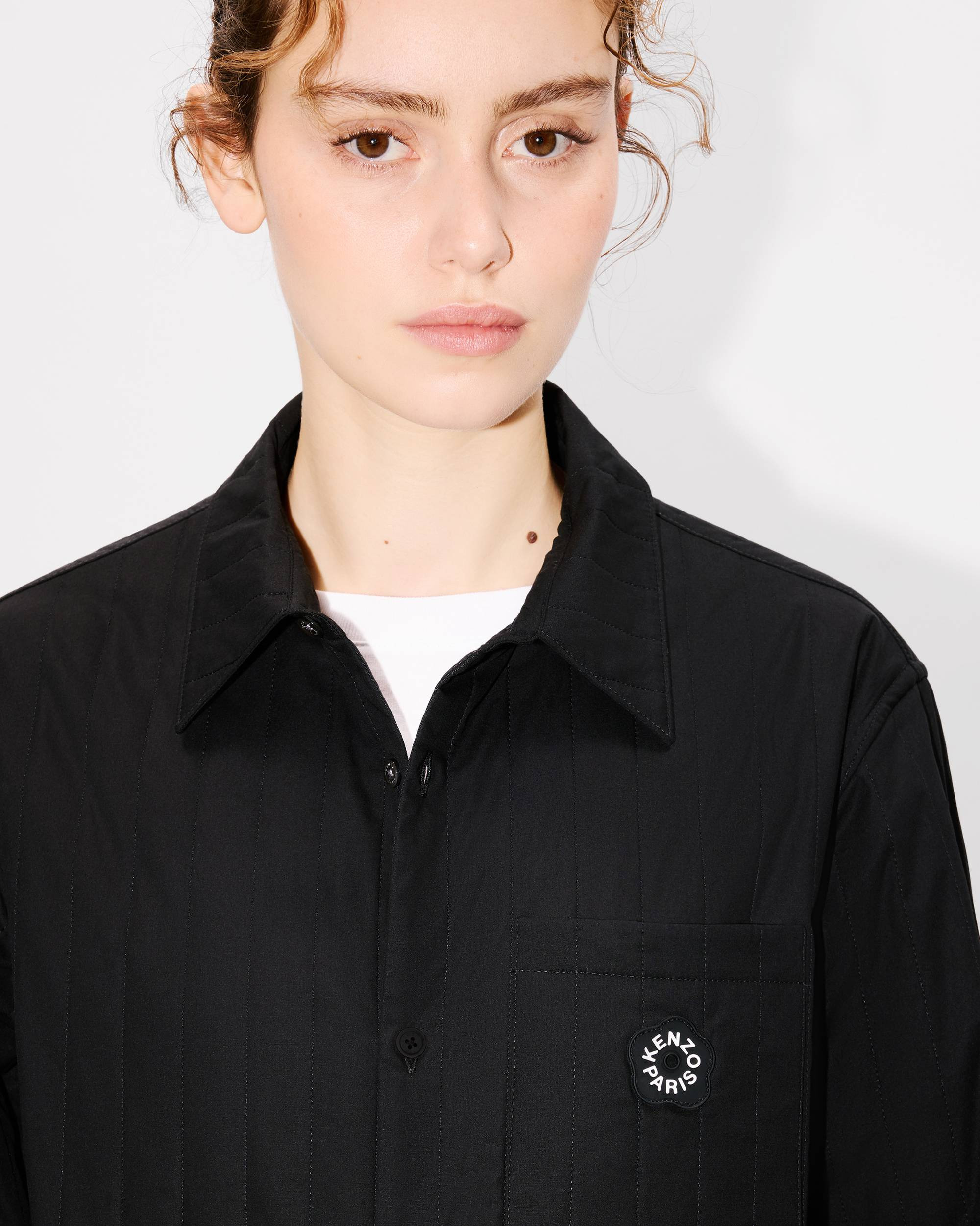 'Boke Flower 2.0' genderless padded overshirt in cotton poplin - 6