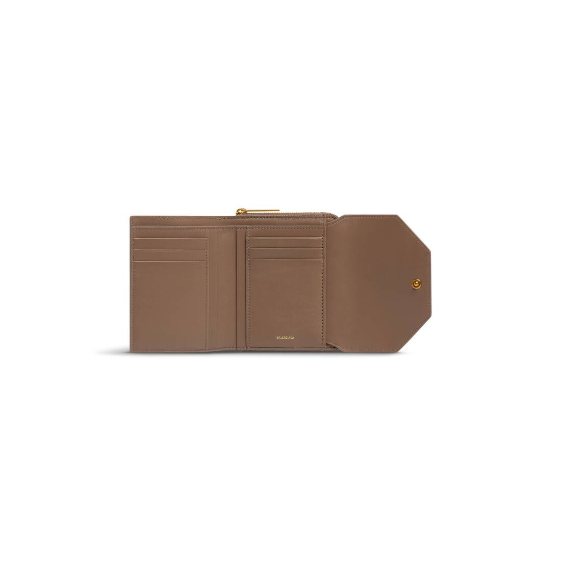 Women's Envelope Compact Wallet With Flap  in Brown - 2