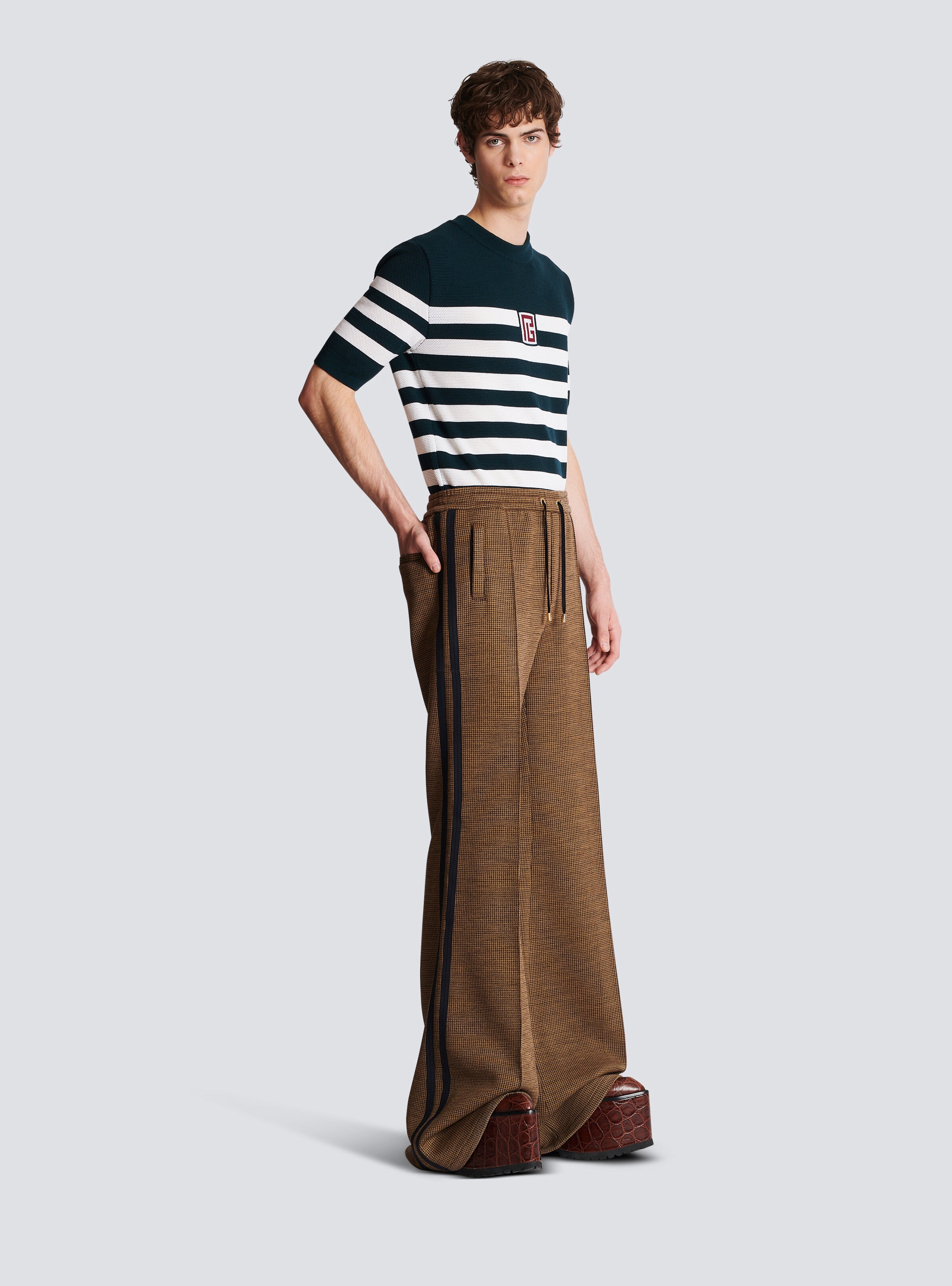 Casual houndstooth jacquard trousers - 3