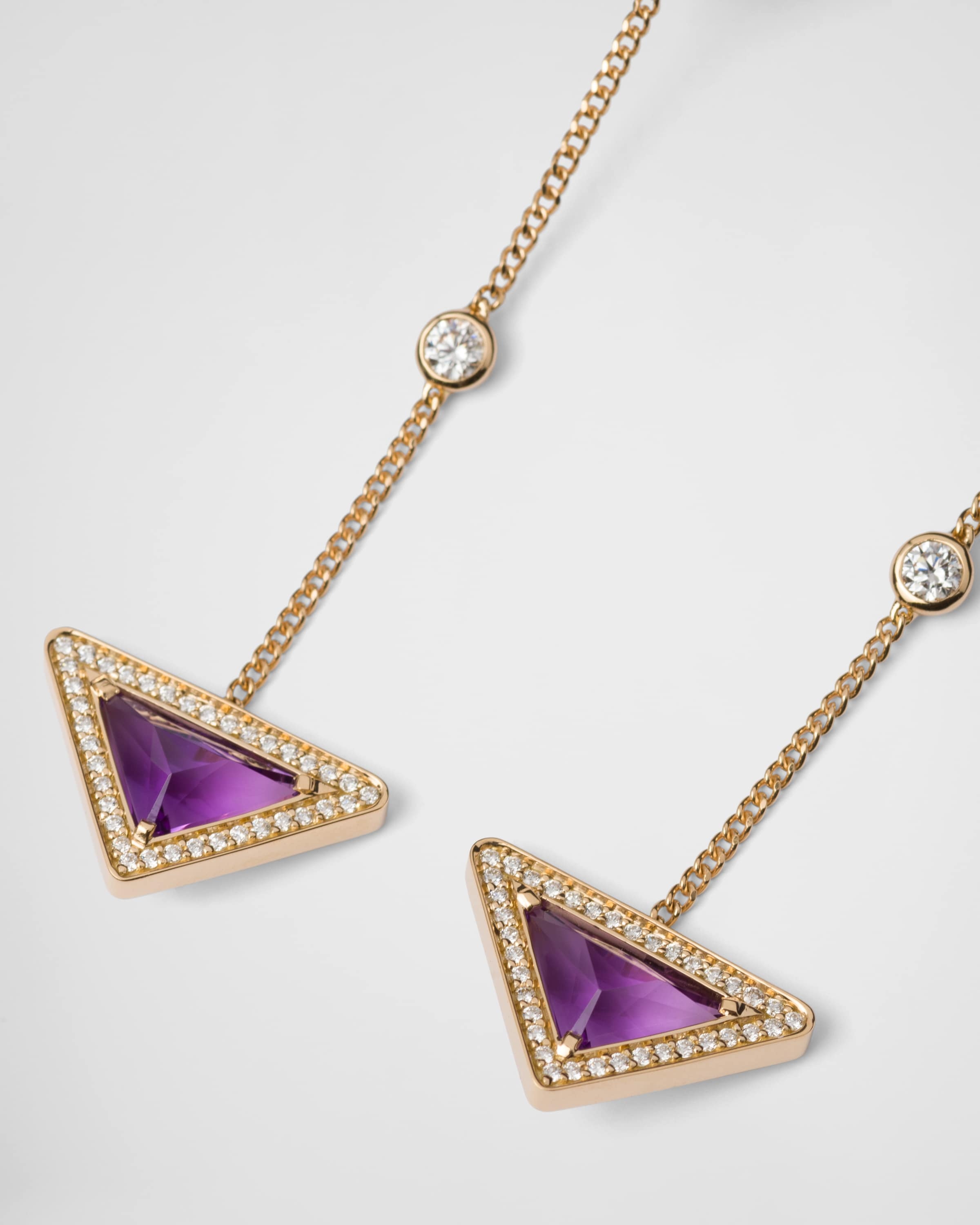 Eternal Gold drop earrings in yellow gold with diamonds and amethyst - 5