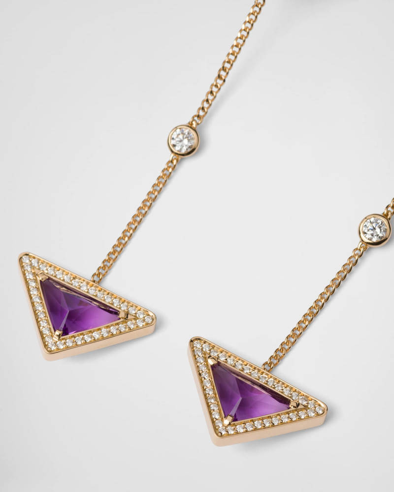 Eternal Gold drop earrings in yellow gold with diamonds and amethyst 5