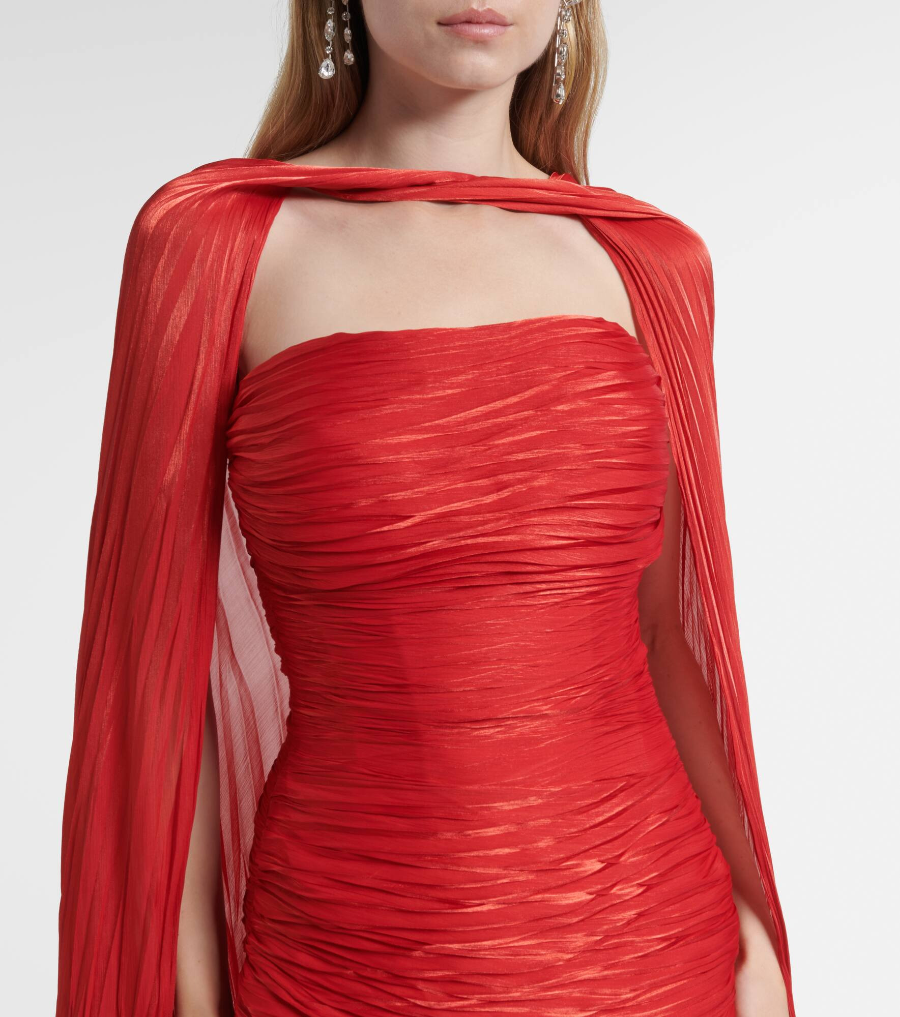 Caped pleated bustier gown - 4
