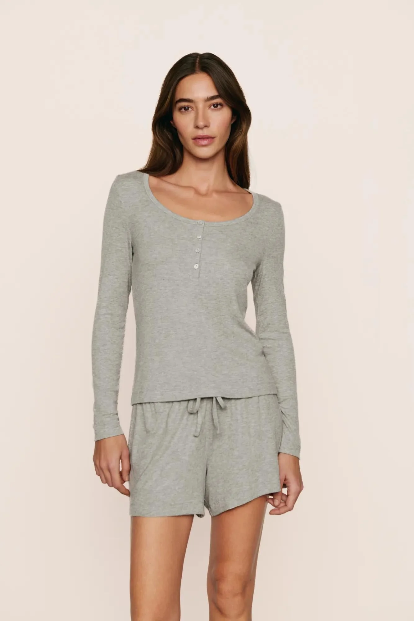 Dream Rib Long Sleeve Henley Tee - 1