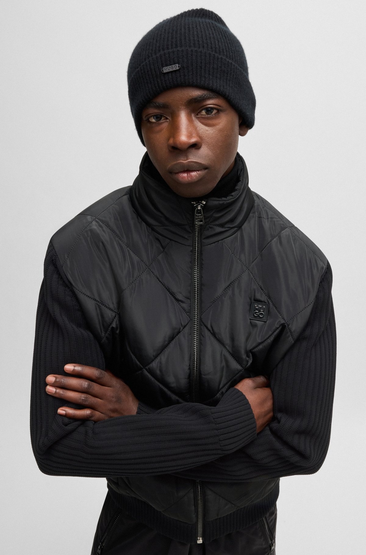 MIXED-MATERIAL JACKET WITH QUILTED FRONT PANEL - 3