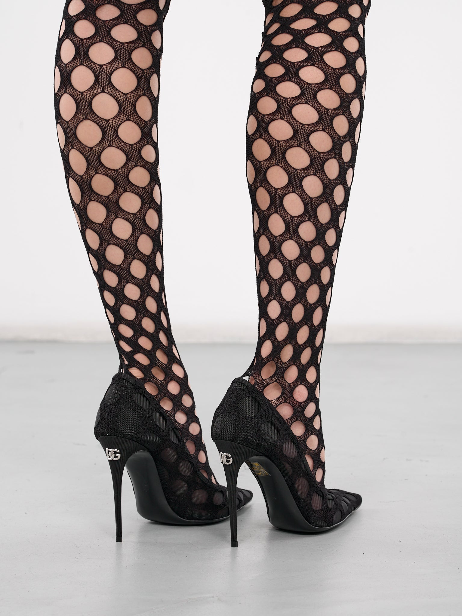 Mesh Thigh High Boots - 5