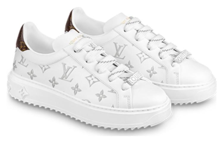 (WMNS) LOUIS VUITTON Time Out Sneakers 'White with Silver Monogram' 1AAJTY - 3