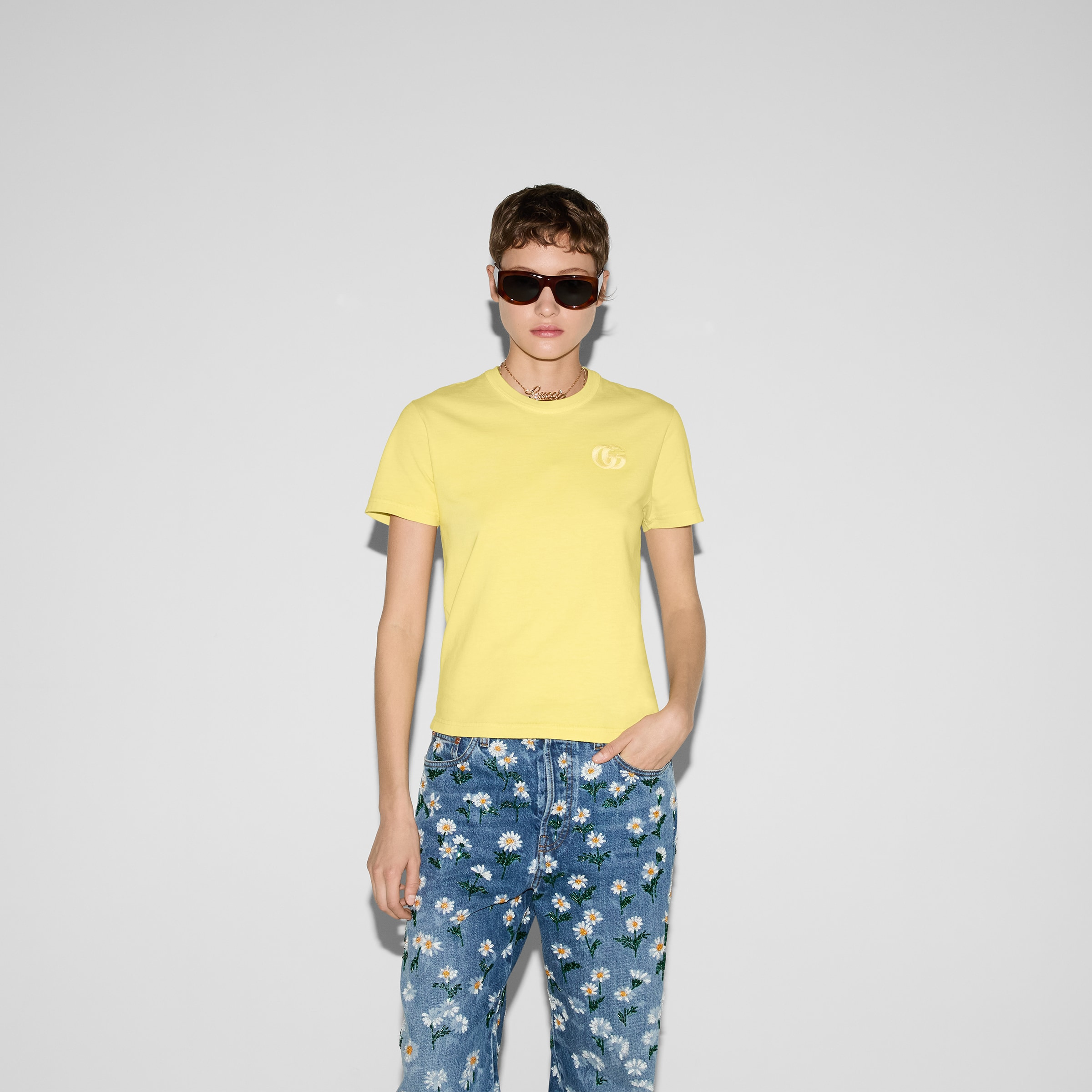 Embroidered cotton jersey T-shirt - 3