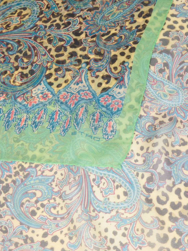 Etro paisley animal-motif silk scarf outlook