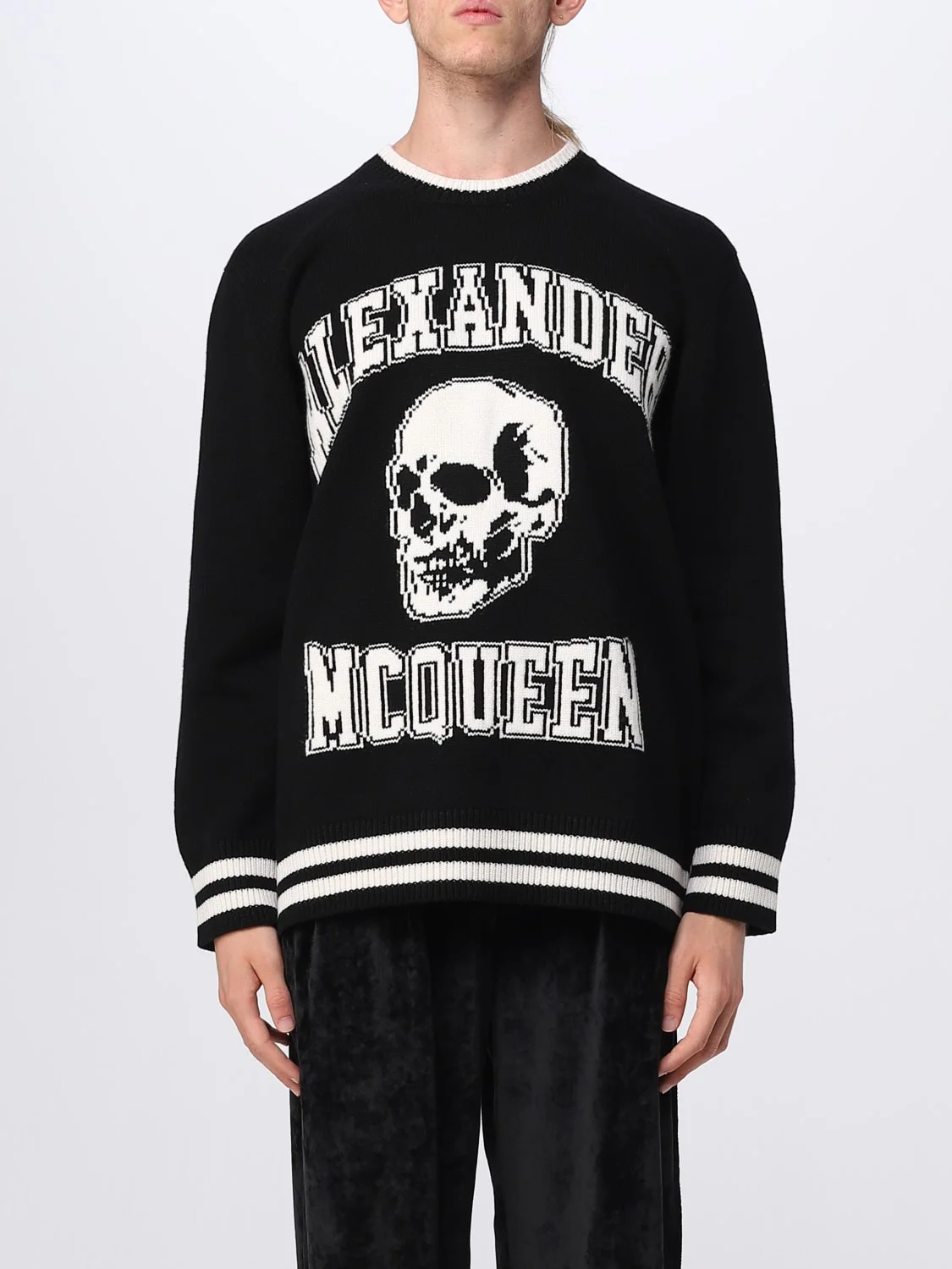 McQueen sweater in wool and cashmere blend with skull inlay - 1