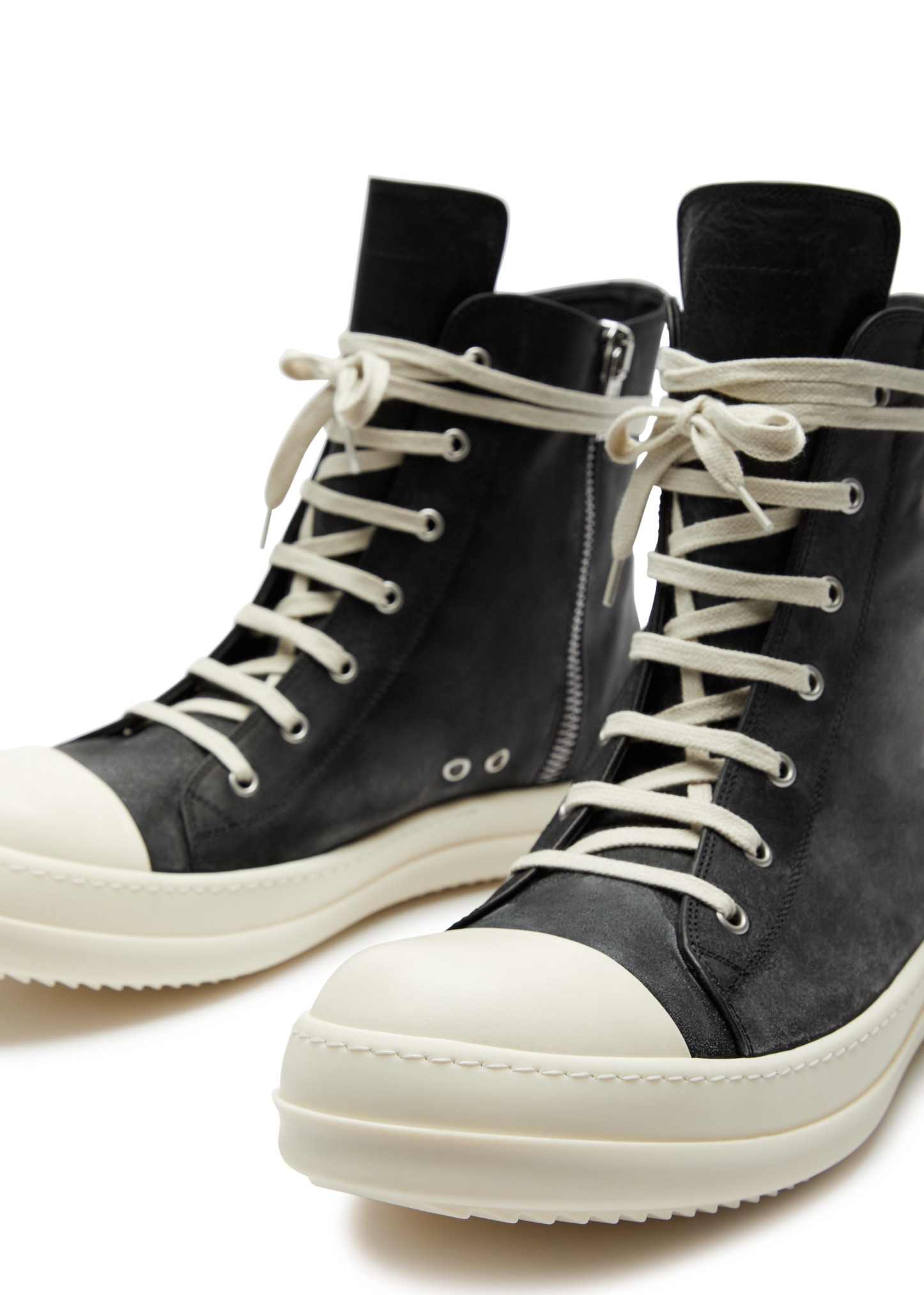 Leather hi-top sneakers - 3