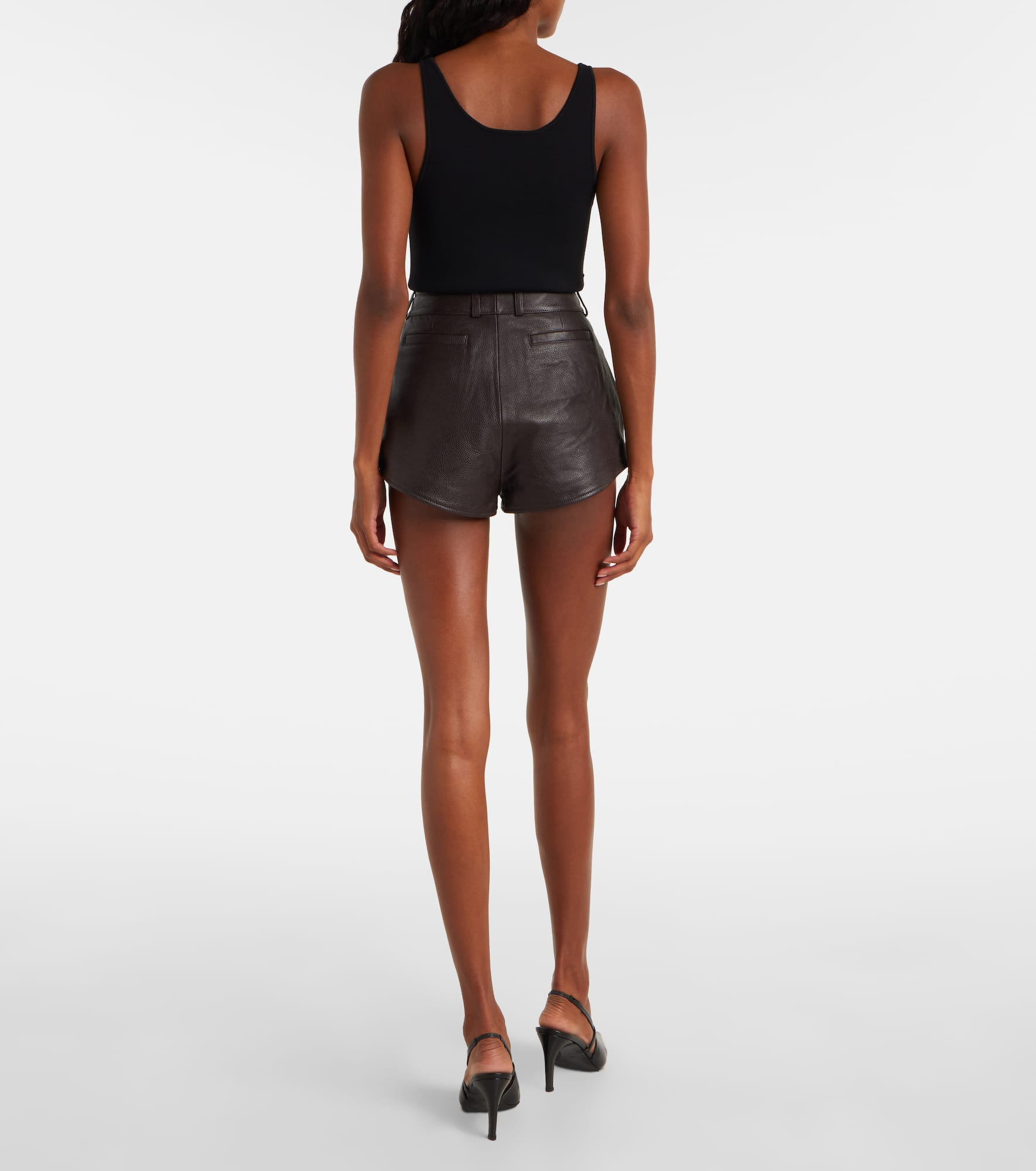 Loen high-rise leather micro shorts - 3