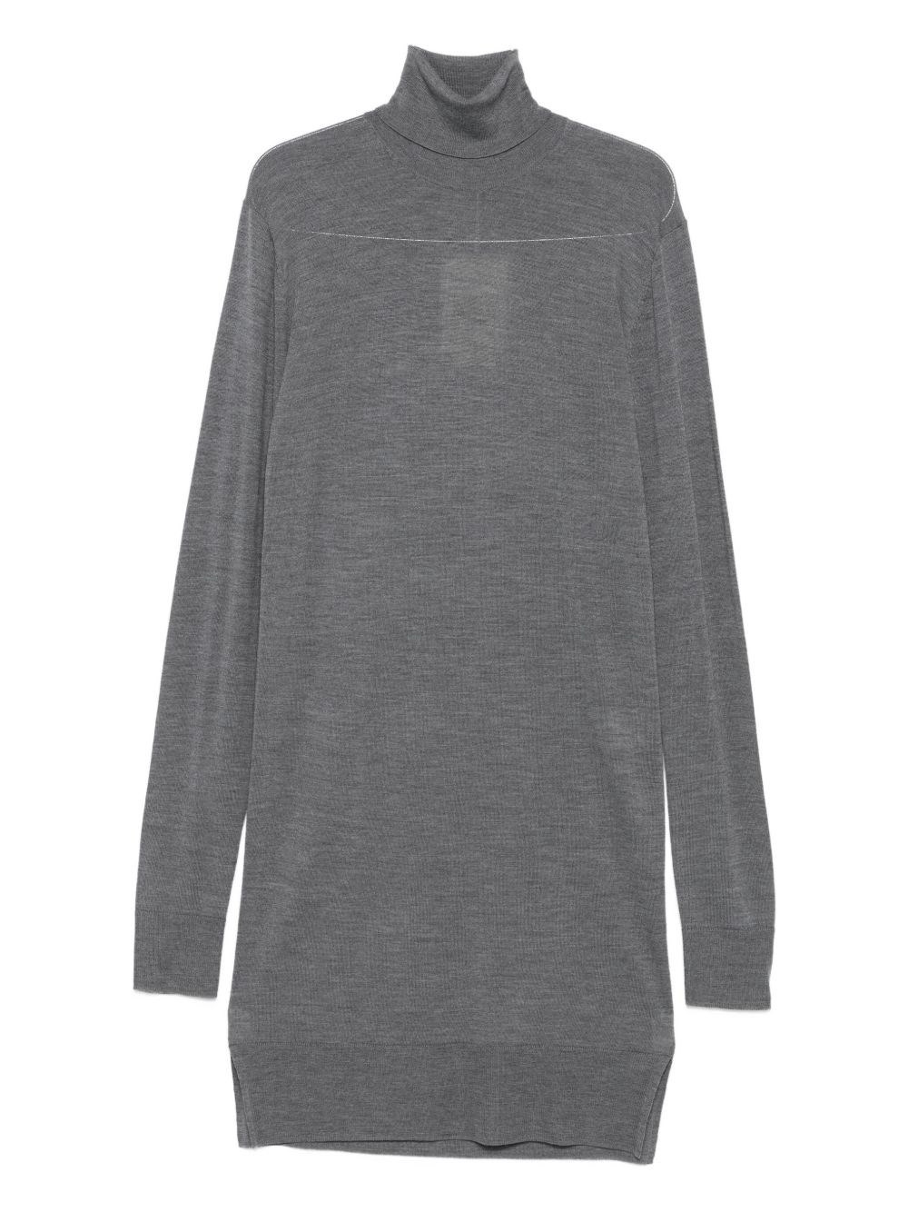 Wool turtle-neck midi dress - 1