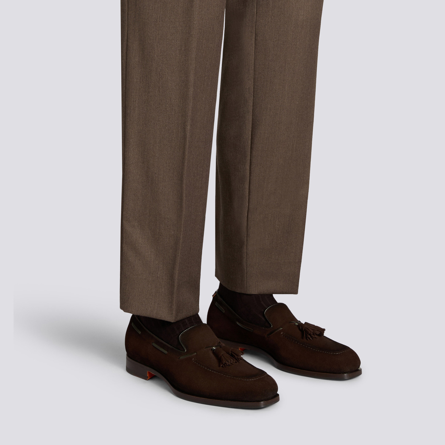 Men’s dark brown suede and leather tassel loafer - 2