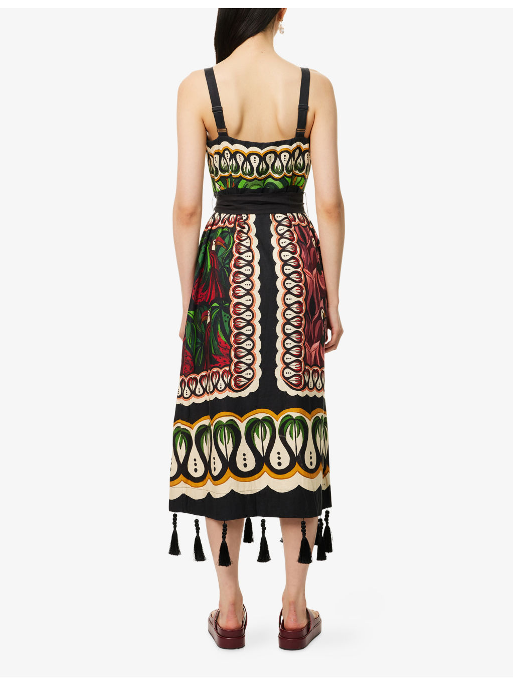 Coconut Tree Flow Belted Linen-Blend Midi Dress - 4