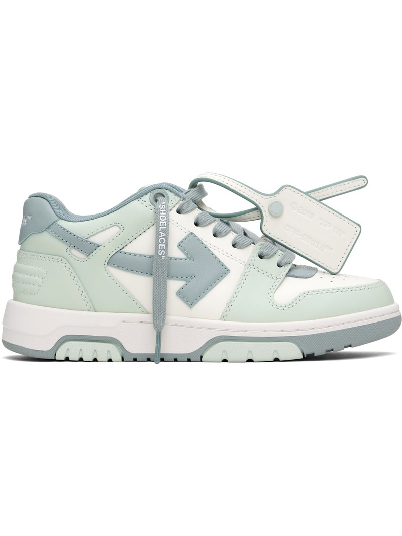 White & Green Out Of Office Calf Leather Sneakers - 1