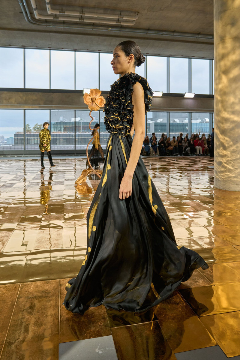 Byzantine Handpainted Silk Backless Gown 6