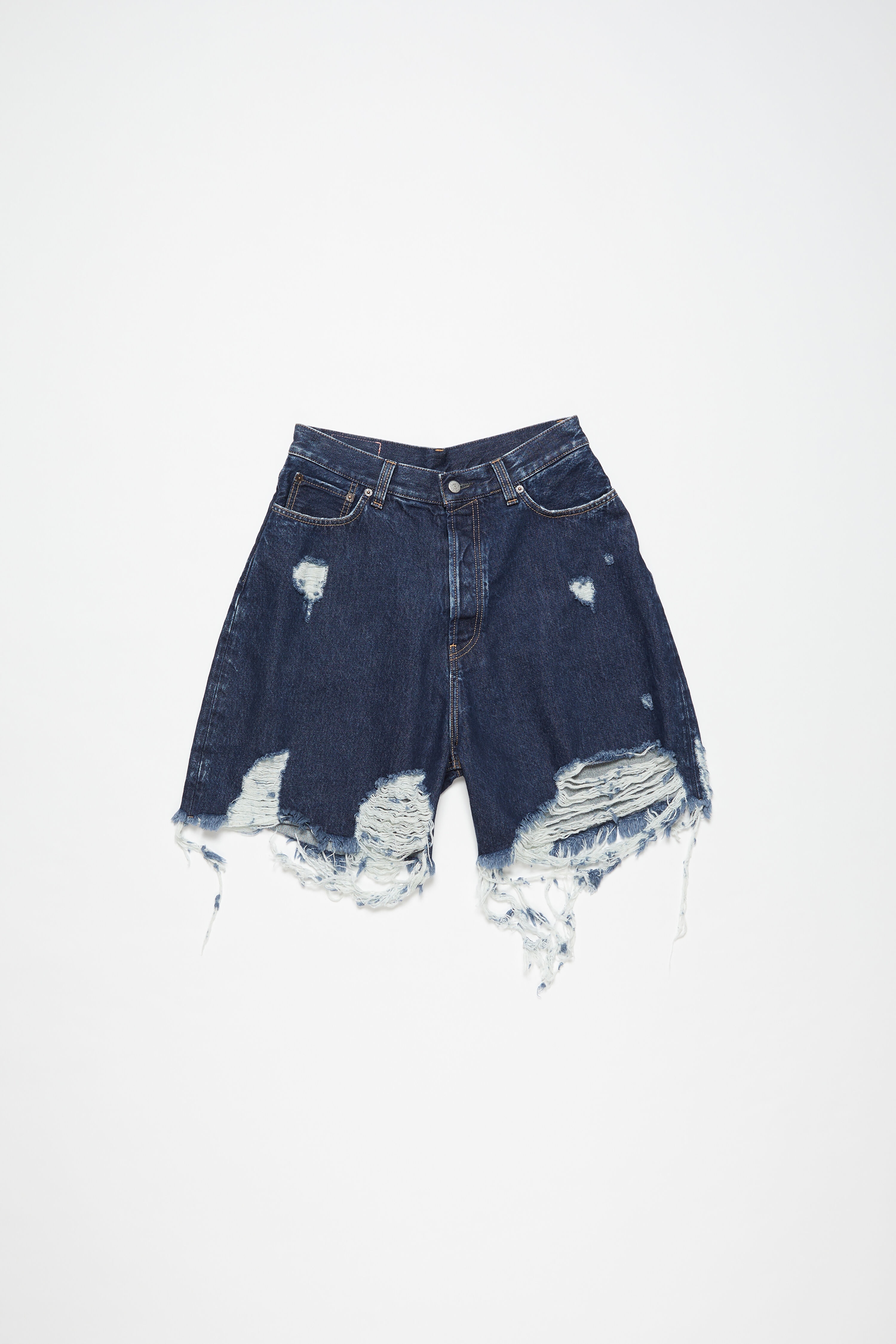 Distressed denim shorts - Super baggy fit - Mid blue - 6
