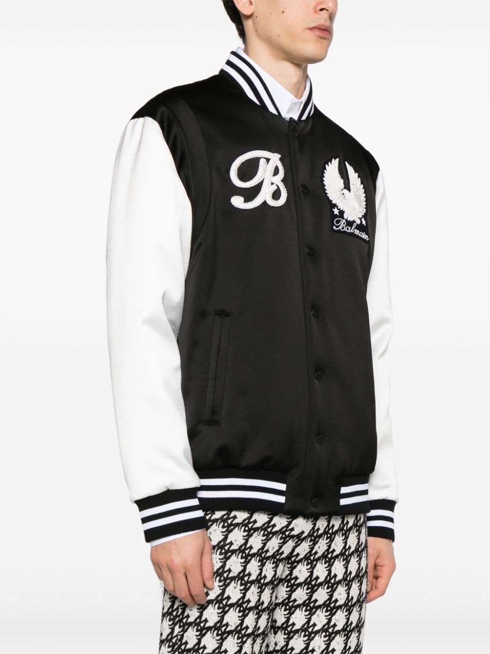 logo-patches satin bomber jacket - 3