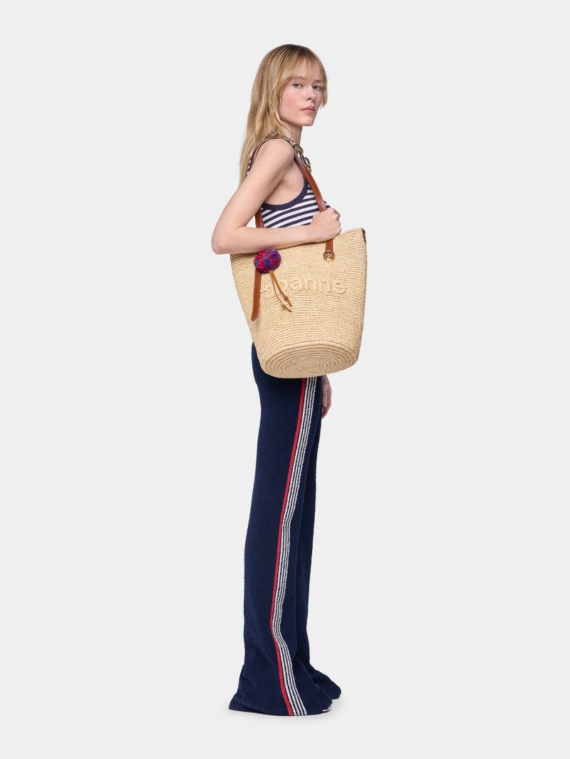 NATURAL RAFFIA TOTE BAG WITH CHARMS - 1