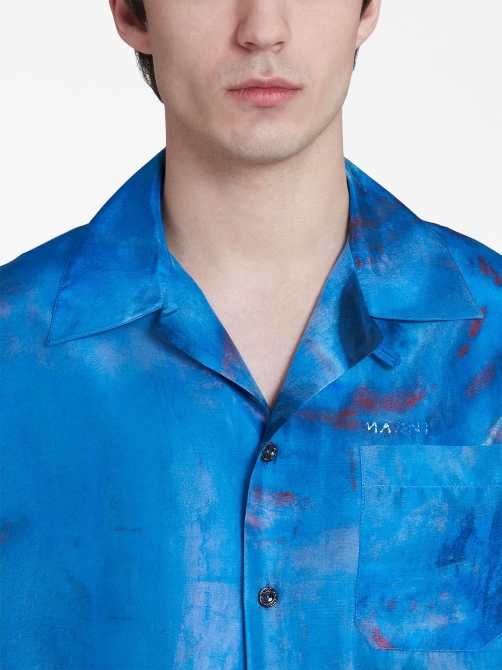 painterly-print silk shirt - 5