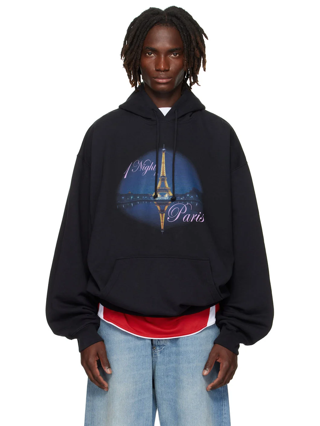 Black 'Night In Paris' Oversized Hoodie - 1