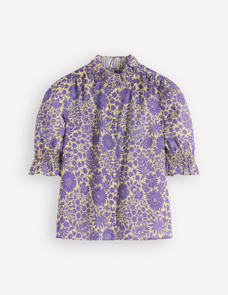 Heather Smocked Sleeve Top-Han Purple, Flowerbed Bloom 1