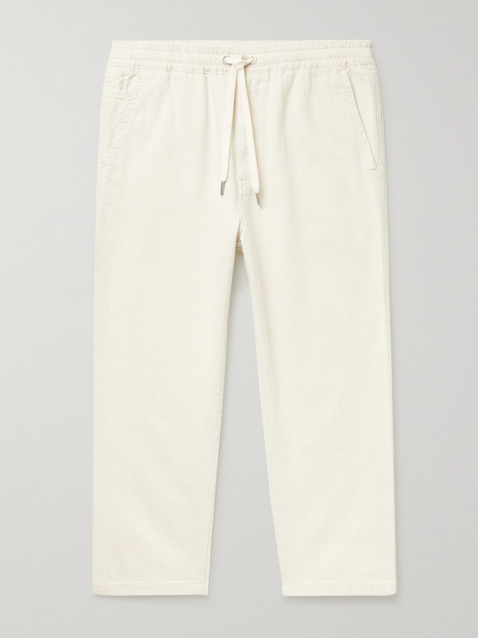 Cropped Cotton and Hemp-Blend Twill Drawstring Trousers - 1