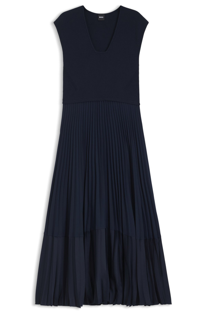 SLEEVELESS KNITTED DRESS WITH PLEATED SKIRT 1
