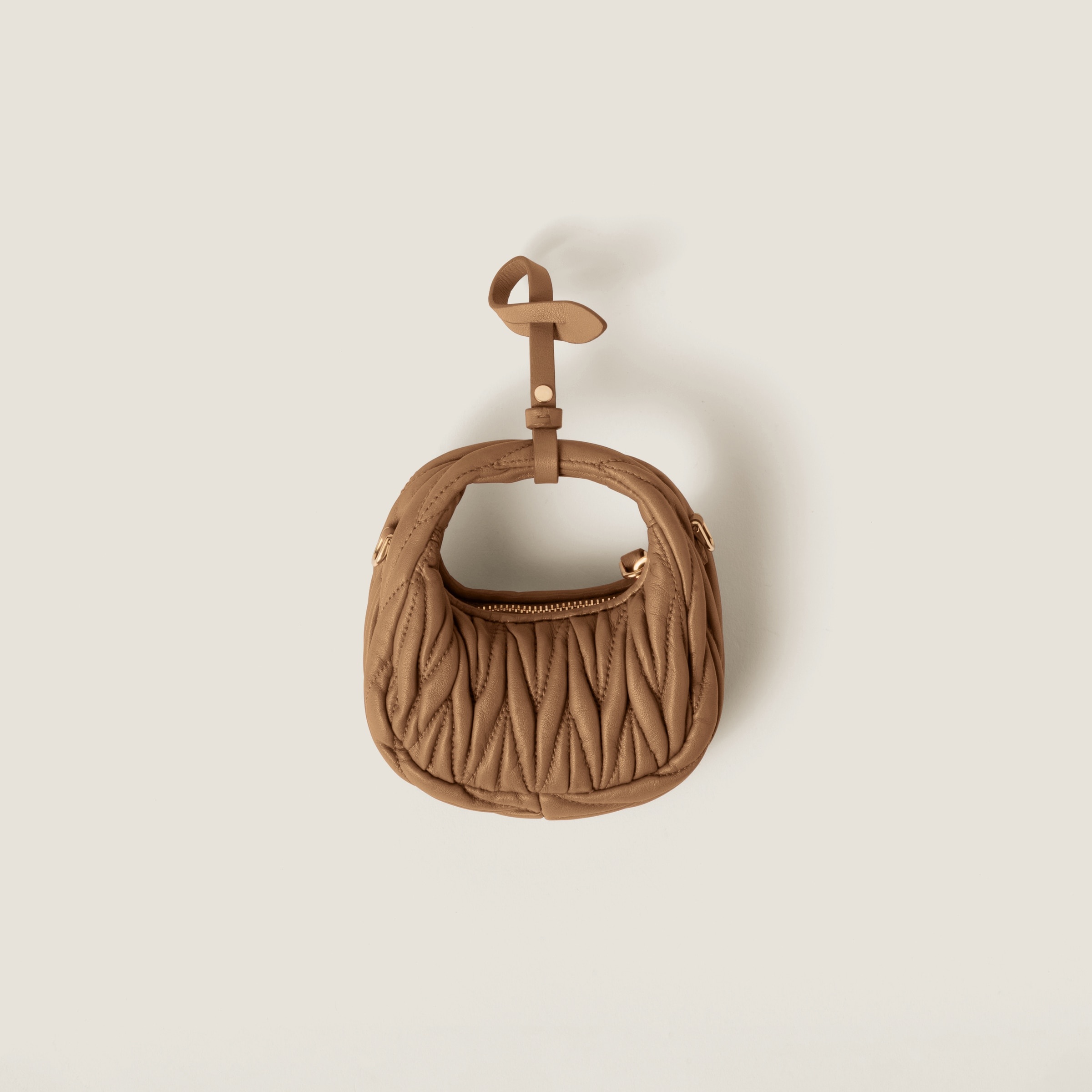 Miu Miu Wander matelassé nappa leather micro hobo bag