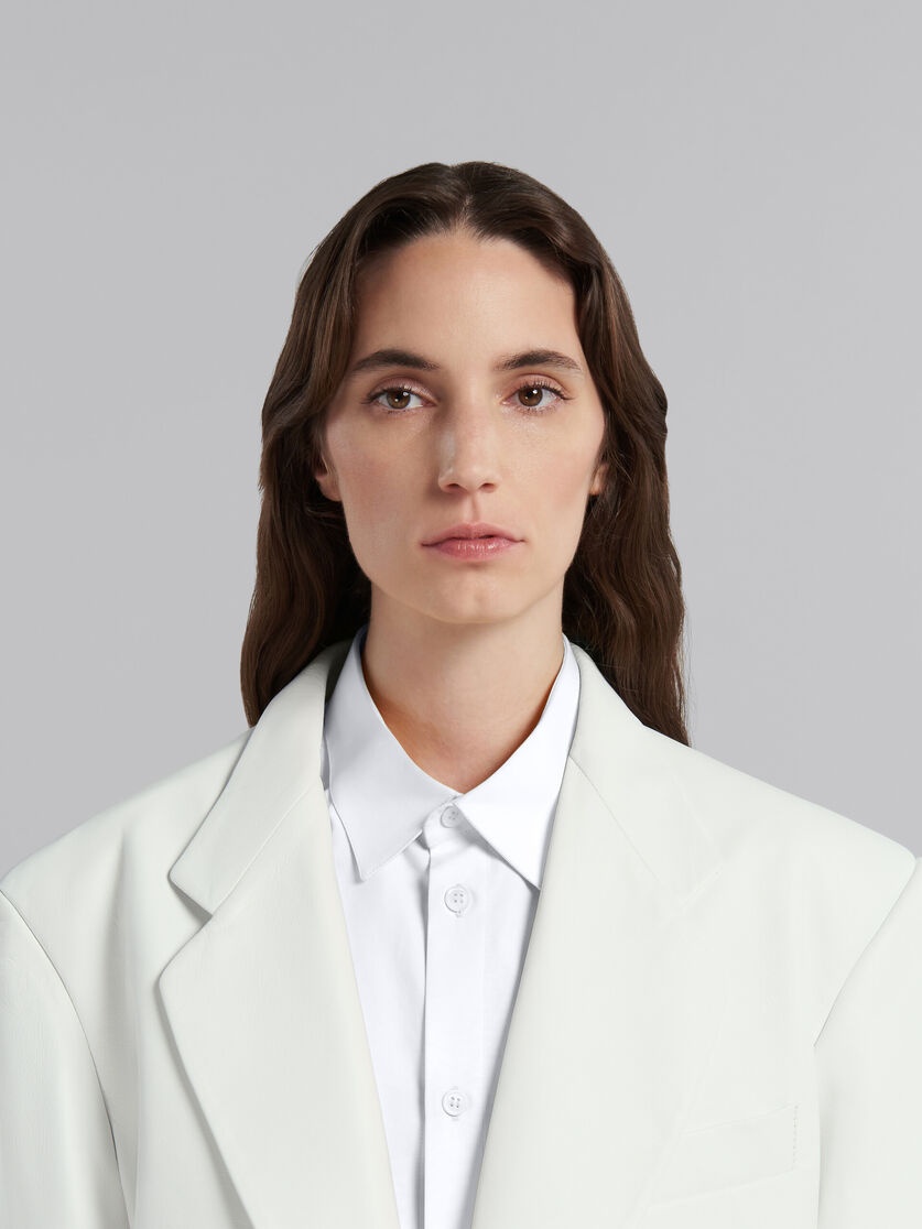 WHITE NAPPA LEATHER OVERSIZED BLAZER - 4