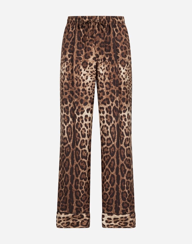 Silk mikado pyjama bottoms with leopard print - 3