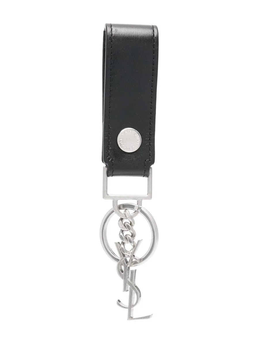 Saint Laurent Monogram Leather Keyring - 1