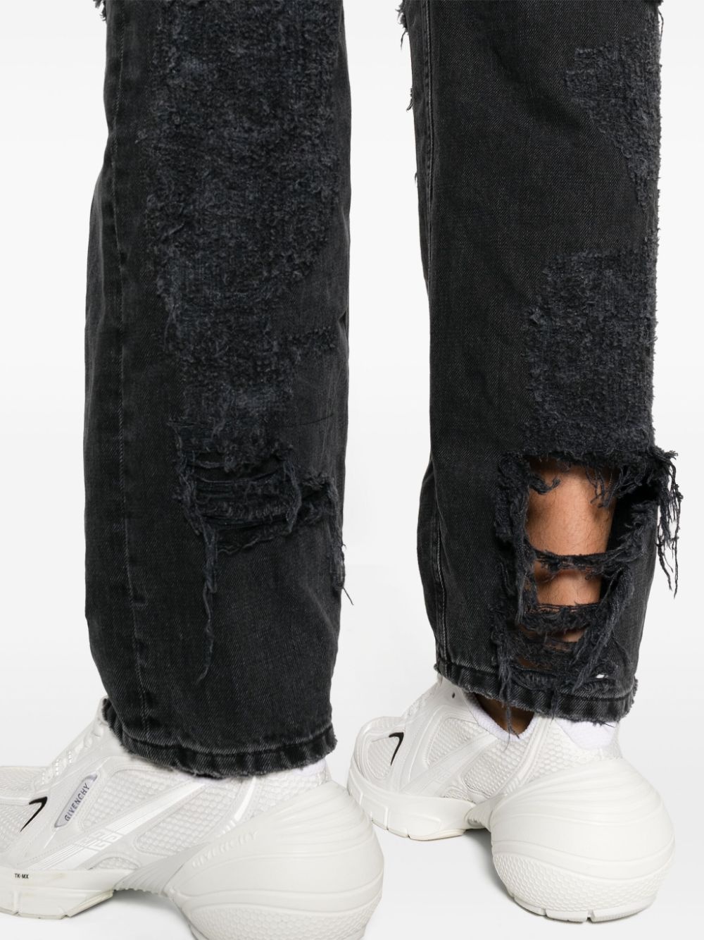 distressed mid-rise straight-leg jeans - 5