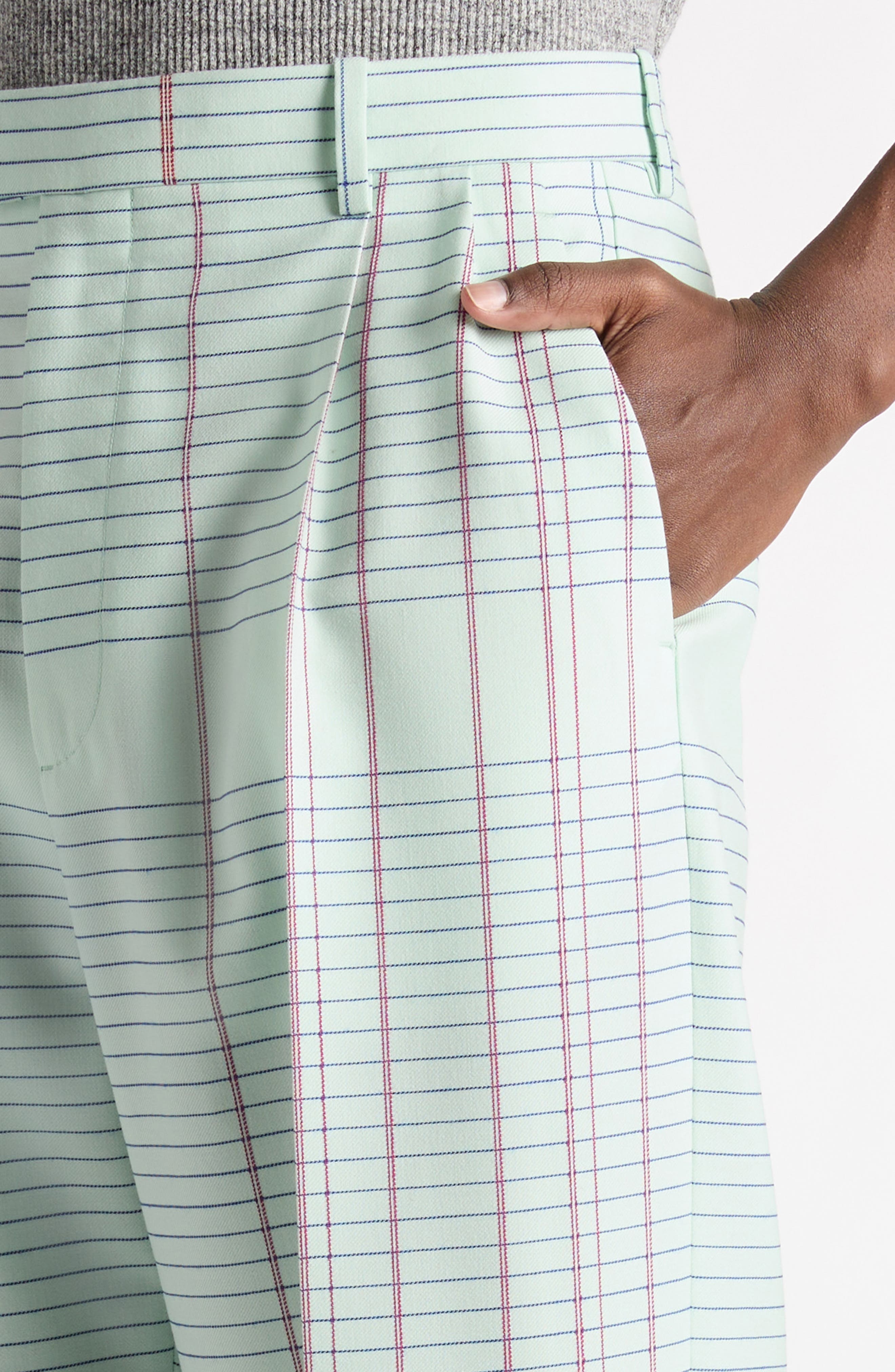 Bottega Veneta Notebook Wool Twill Trousers in 3883 Dewdrop/Pink/Blue at Nordstrom - 5