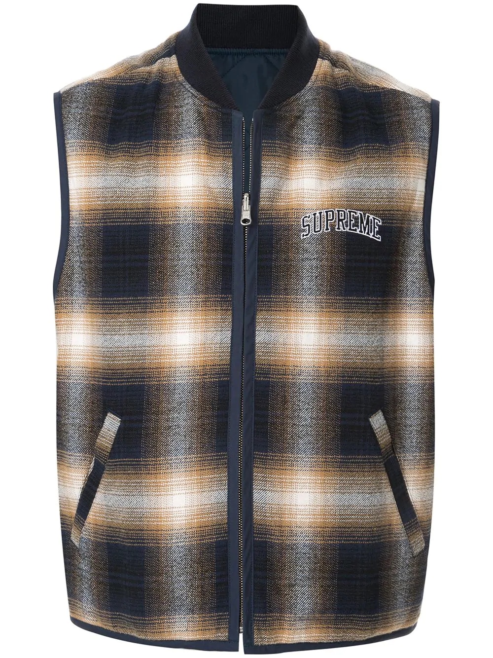 reversible shadow plaid vest - 1