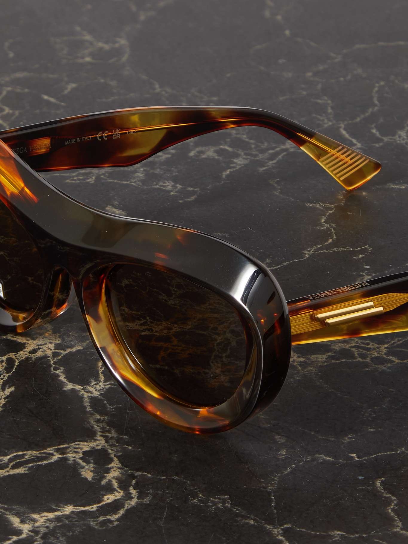 Round-frame tortoiseshell acetate sunglasses - 4