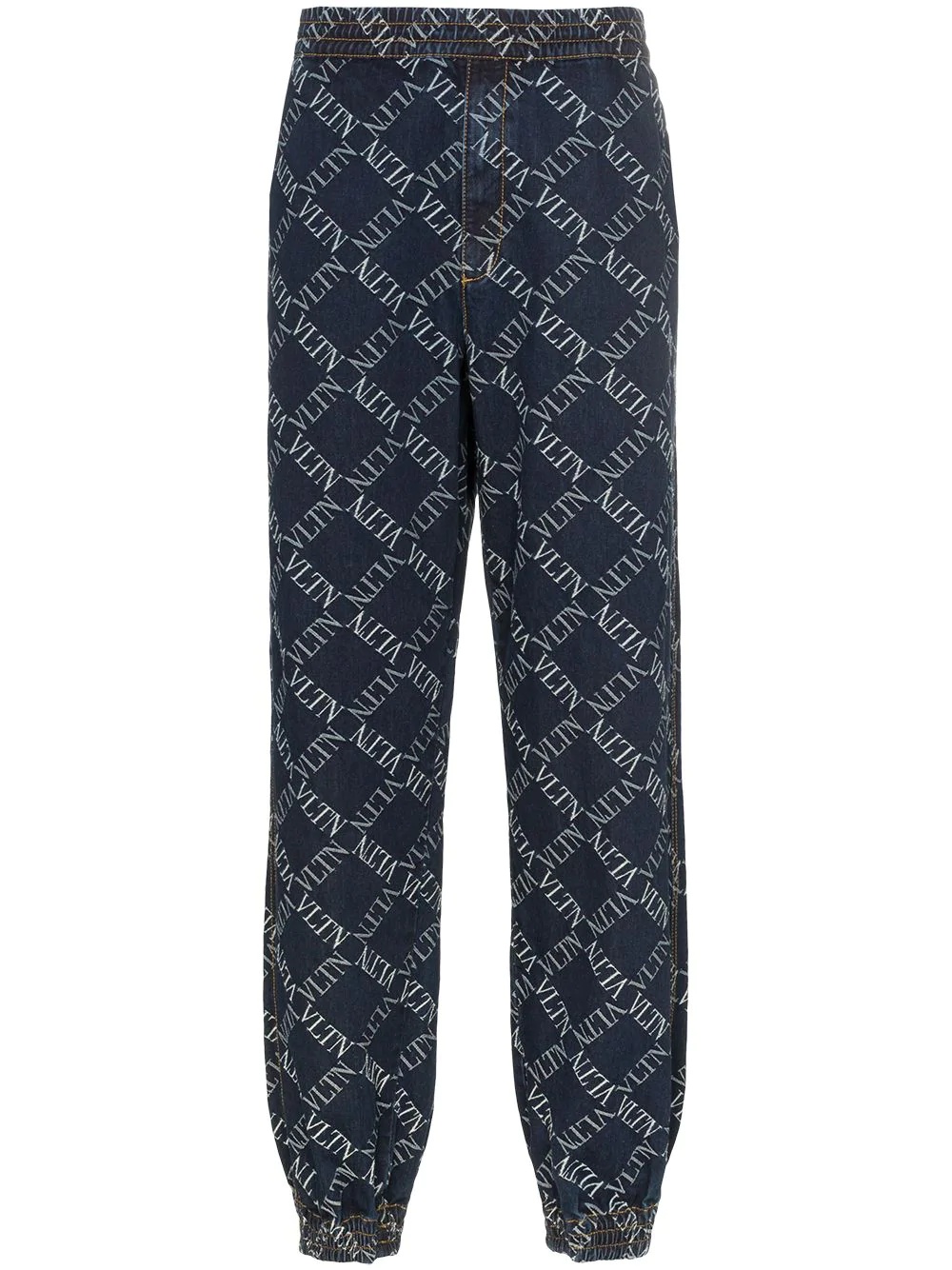 VLTN print denim sweat pants - 1