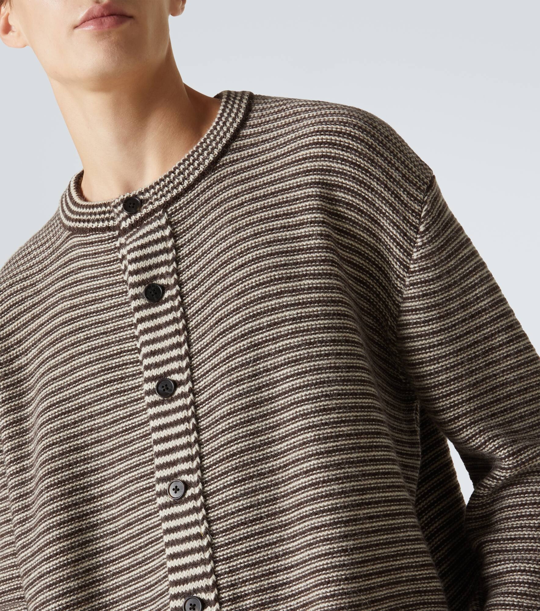 Doyle striped alpaca cardigan - 5