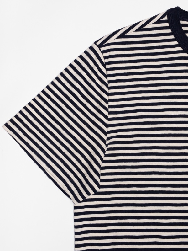 Roy Slub Stripe T-Shirt Blue/Offwhite - 3