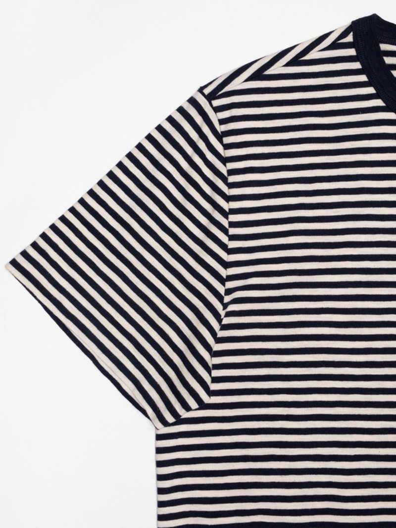 Roy Slub Stripe T-Shirt Blue/Offwhite 3