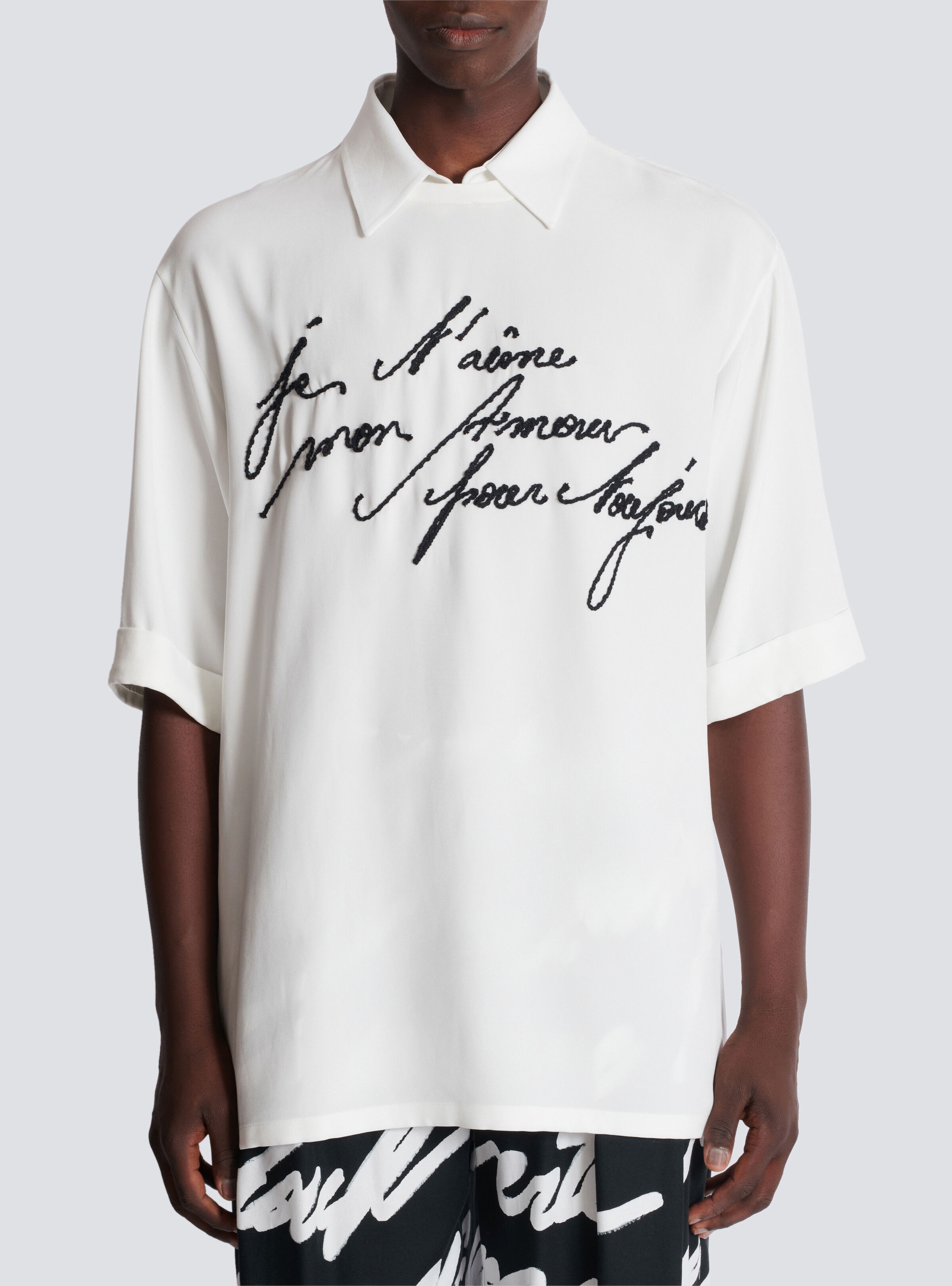 Collared T-shirt with "Love Letter" embroidery - 5