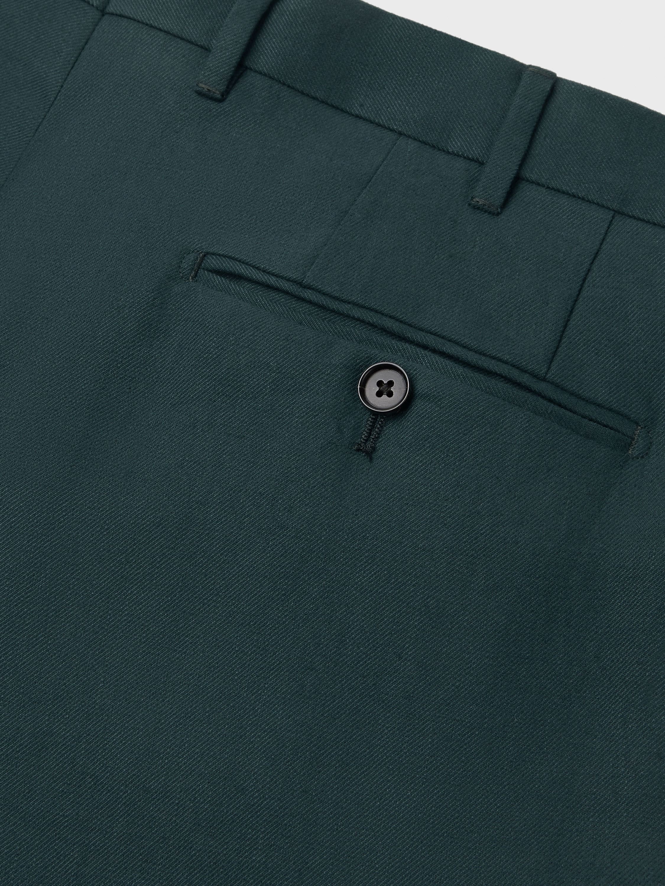 DARK TEAL BLUE OASI LINO BLUE FLOWER PANTS - 3